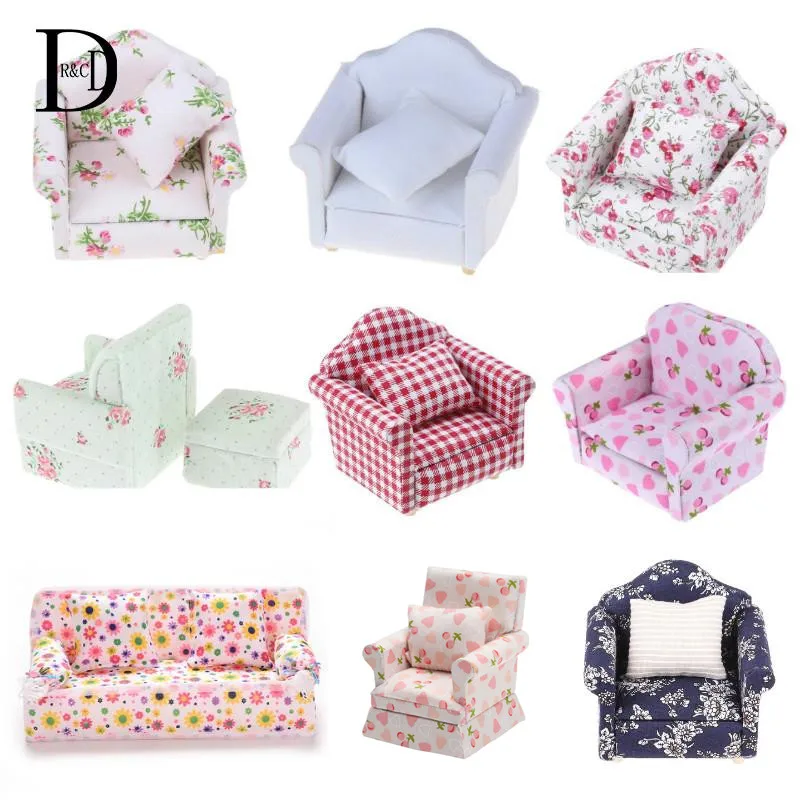 

1/12 Dollhouse Sofa Miniature Sofa Doll House Furniture Living Room Accessorie For Children Kids Gift Simulation