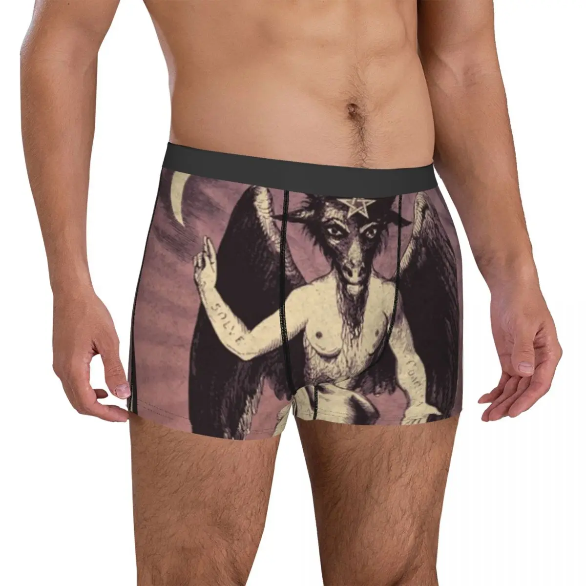 

Baphomet Underwear witchcraft illuminati occult goat Elastic Panties Printing Shorts Briefs Pouch Men Plus Size Boxer Shorts