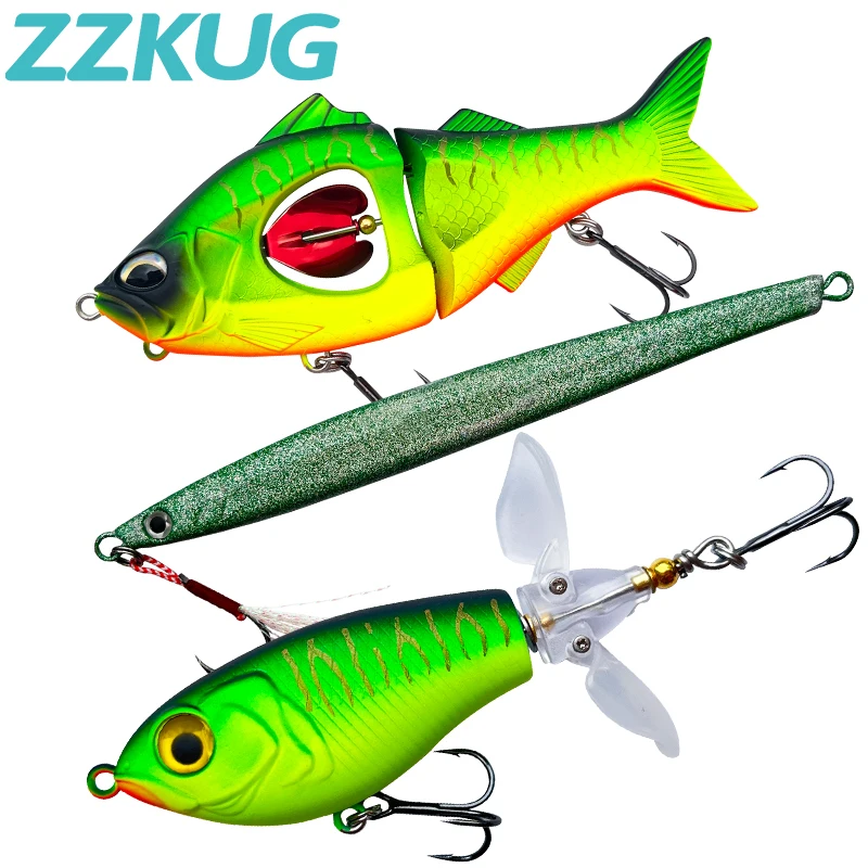 

3pcs ZZKUG NEW Fishing Slow Sinking Belly Propeller Glider Vibration Tail Double Soft Spinning Rotating Hard Lure Lipless Bait