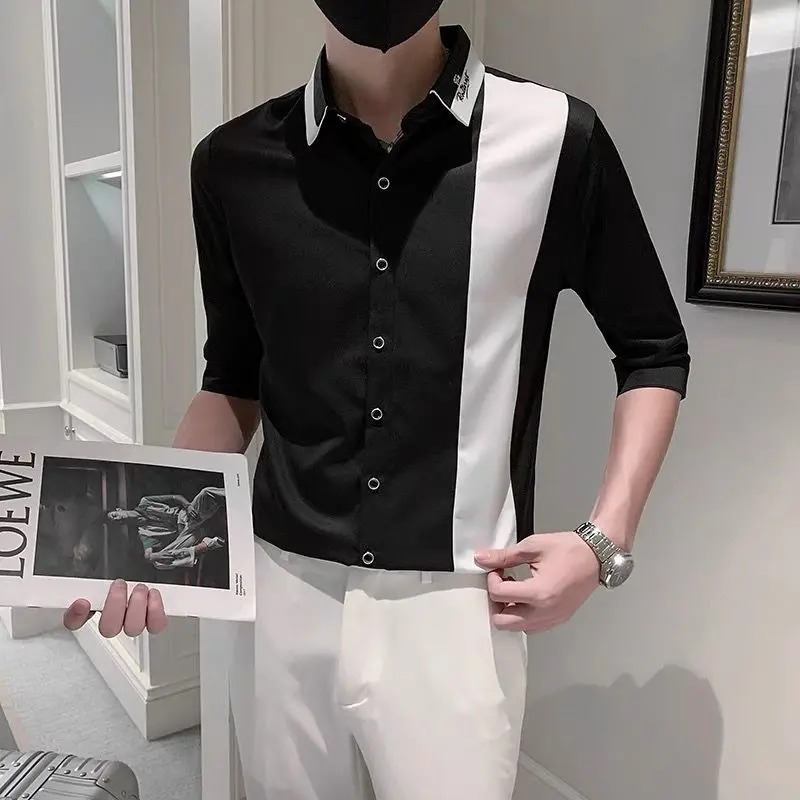 Casual Shirts Striped Long Sleeved Man Korean Four Seasons 2022 Fashion New All-match Slim Turn-down Collar Men's Clothing 2022