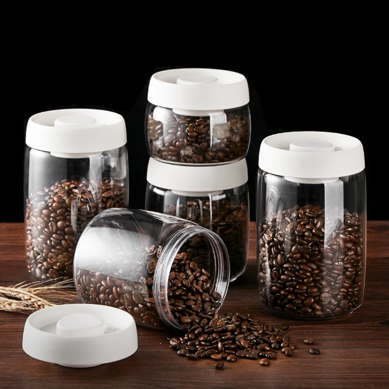 

1/3pcs Set Food Coffee Beans Plasti Storage Bottles Amp Jars with Cover Vacuum Sealed Tank Pres Exhaust Glass Box Jars with Lid