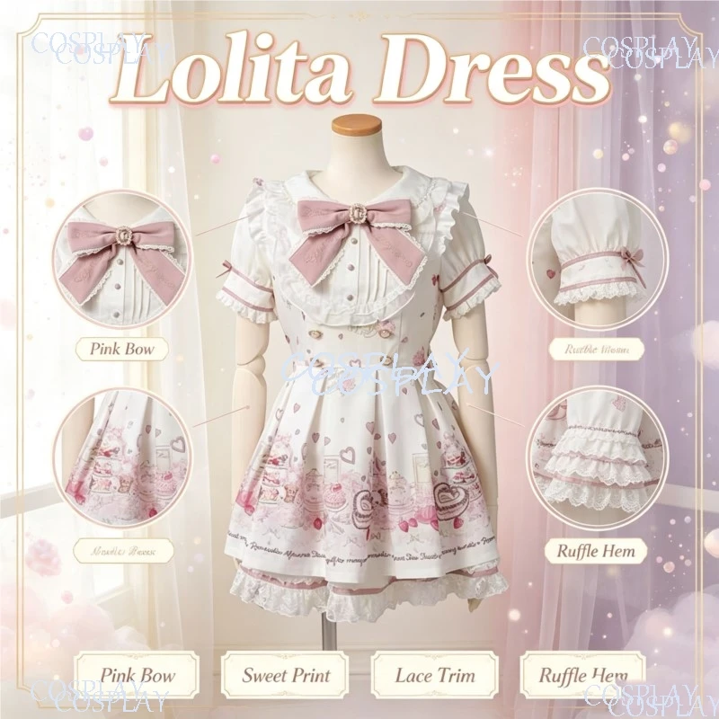 Фото Японское платье Ryousangata Sweet Dress с короткими рукавами и матросским воротником, милый наряд для чаепития в стиле кей для женщин. №1