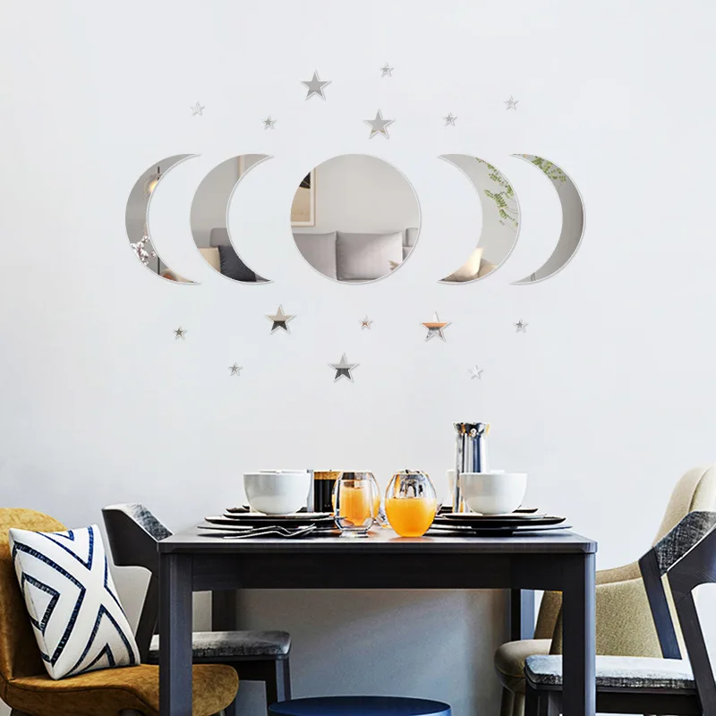 

Дизайн лунного цикла, настенное зеркало, украшение, настенное художественное подвесное украшение, подходит для всей семьи, для украшения свежих стен летом