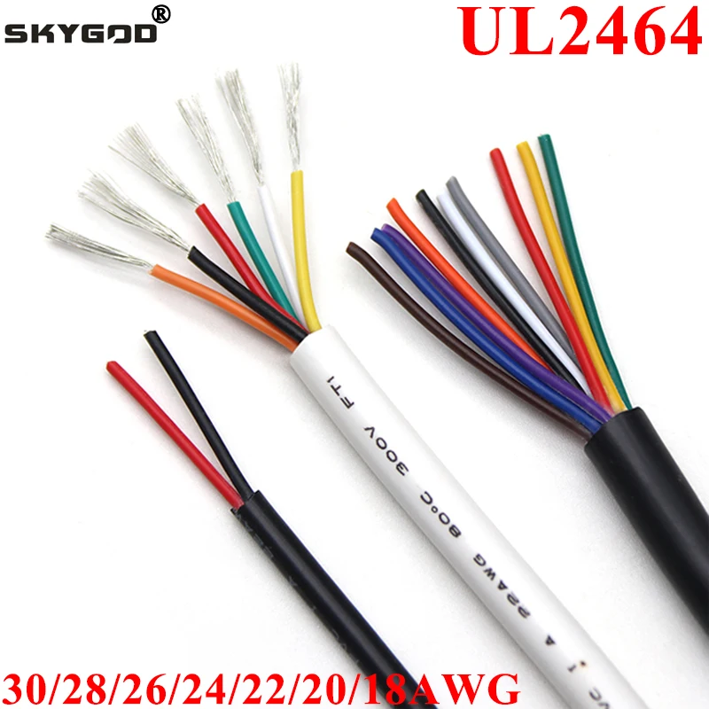 5M UL2464 30 28 26 24 22 20AWG Sheathed Wire Cable Channel Audio Line 2 3 4 5 6 7 8 9 10 Cores PVC Insulated Copper Power Line