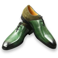 2022 new mens handmade leather shoes business banquet professional oxford shoes haute couture black or green genuine leather cn