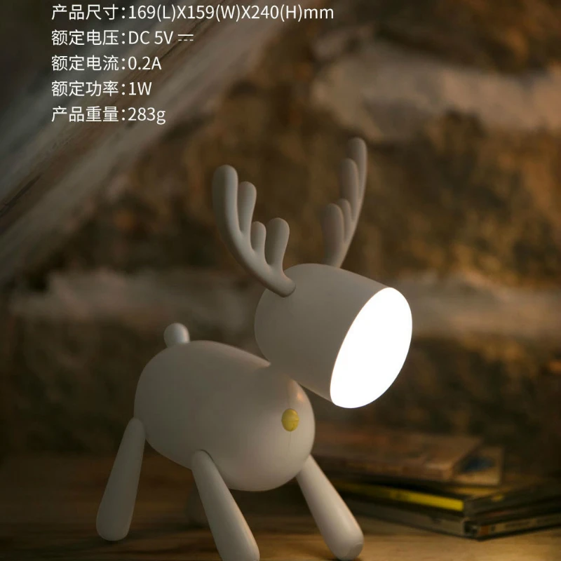 Американский USB Перезаряжаемый пластиковый ночник в виде лося лампы для спальни