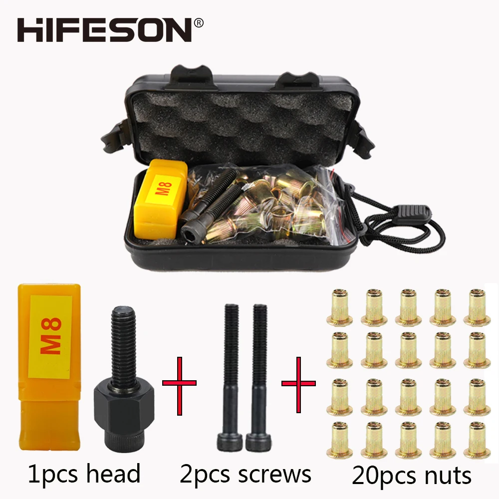 HIFESON M3 M4 M5 M6 M8 M10 Manual Rivet Tool Nuts Set Threaded Easy Hand Rivet Tool Accessories Box Simple Installation