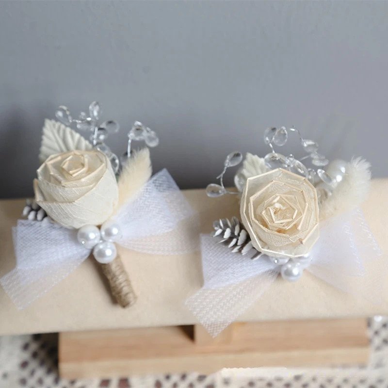 

BAIFUMINGYI, цвет шампанского, Цветочная бутоньерка, корсаж на запястье, свадебные аксессуары