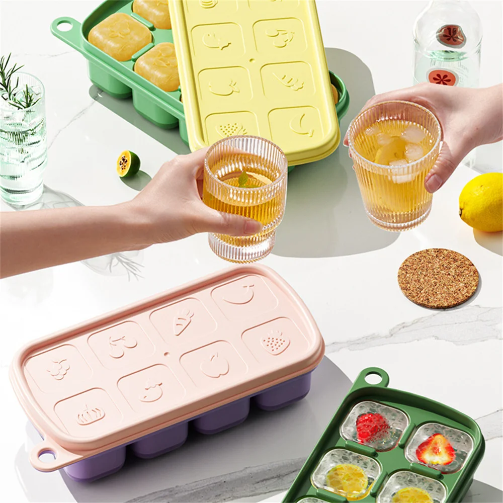 

Ice Tray Stacking Durable With Lid Easy Demoulding Ice Maker Food Grade Ice Box Ice Storage Box Ice Mould Ice Mold Kitchen Tools