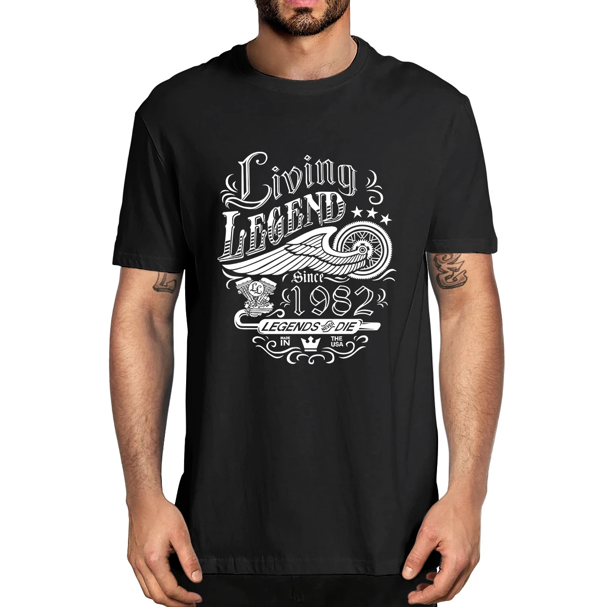 

100% Cotton 40th Birthday Shirts Living Legend 1982 Legends Never Die 40th Gift Men Clothing Men's Novelty T-Shirt Casual Tee