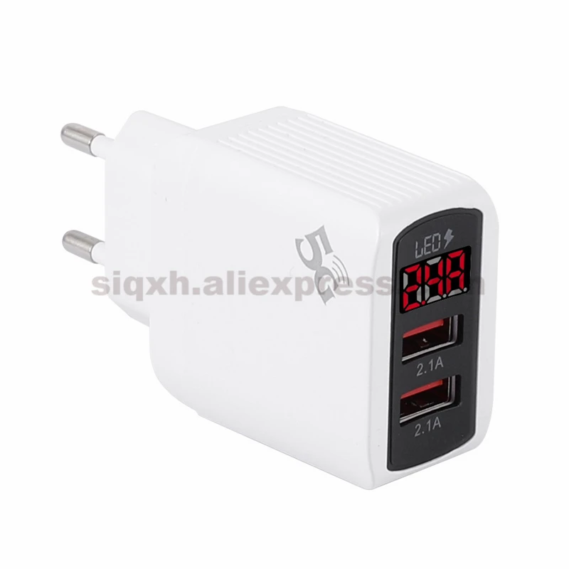 

50Pcs Elough Quick Charge Dual USB Charger For iPhone 12 13 Xiaomi Redmi LED Digital Display Fast Charging Phone Wall Chargers