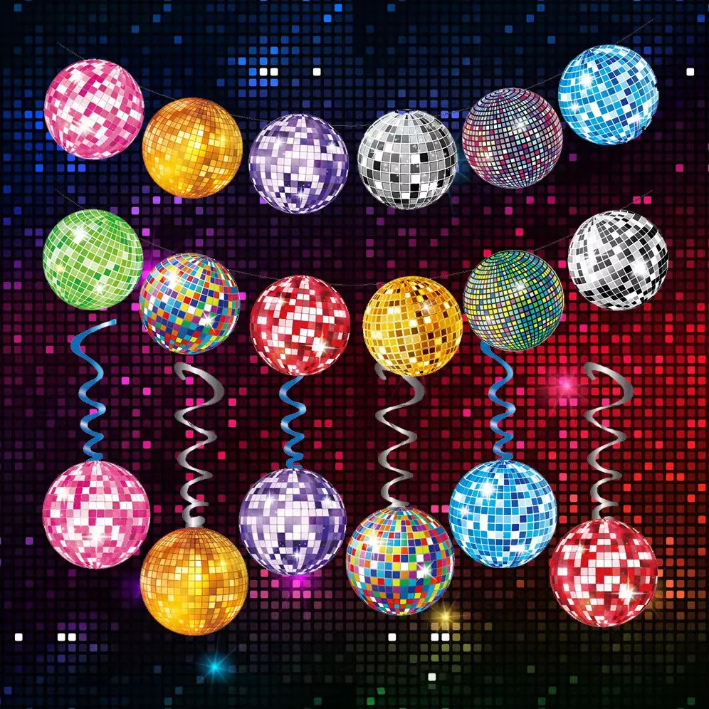  Диско-шар украшения для вечеринки диско-шар баннер вечерние завитки дискотеки