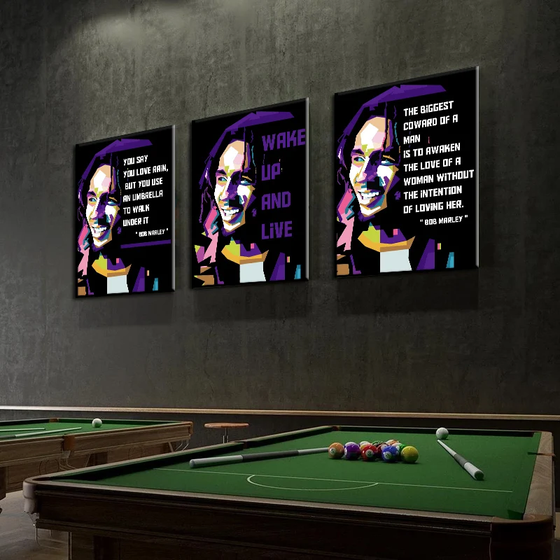 Pop Music Singer Bob Marley портретный плакат Tupac мотивационные цитаты Печать на холсте