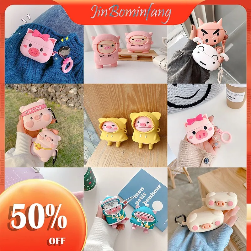

For AirPods Pro 1 2 Case 3D Cartoon Pig Case Cover For AirPods Pro Protective Earphone Cover AirPods 3 Soft Silicone Shockproof