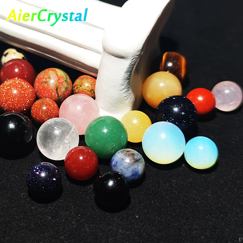 

Natural Non Porous Small Crystal Ball 16mm Green Fluorite Round Ball Amethyst Agate Diy Decoration Stone Sanding Crafts Ornament