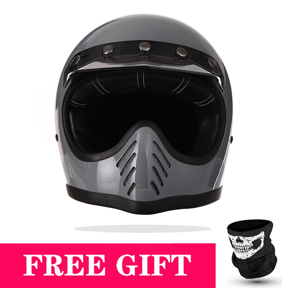 

Japan Korea Motocross Racing Safety Downhill Full Face Casque Moto Vintage Retro Fiberglass Shell Off Road Motorcycle Helmet