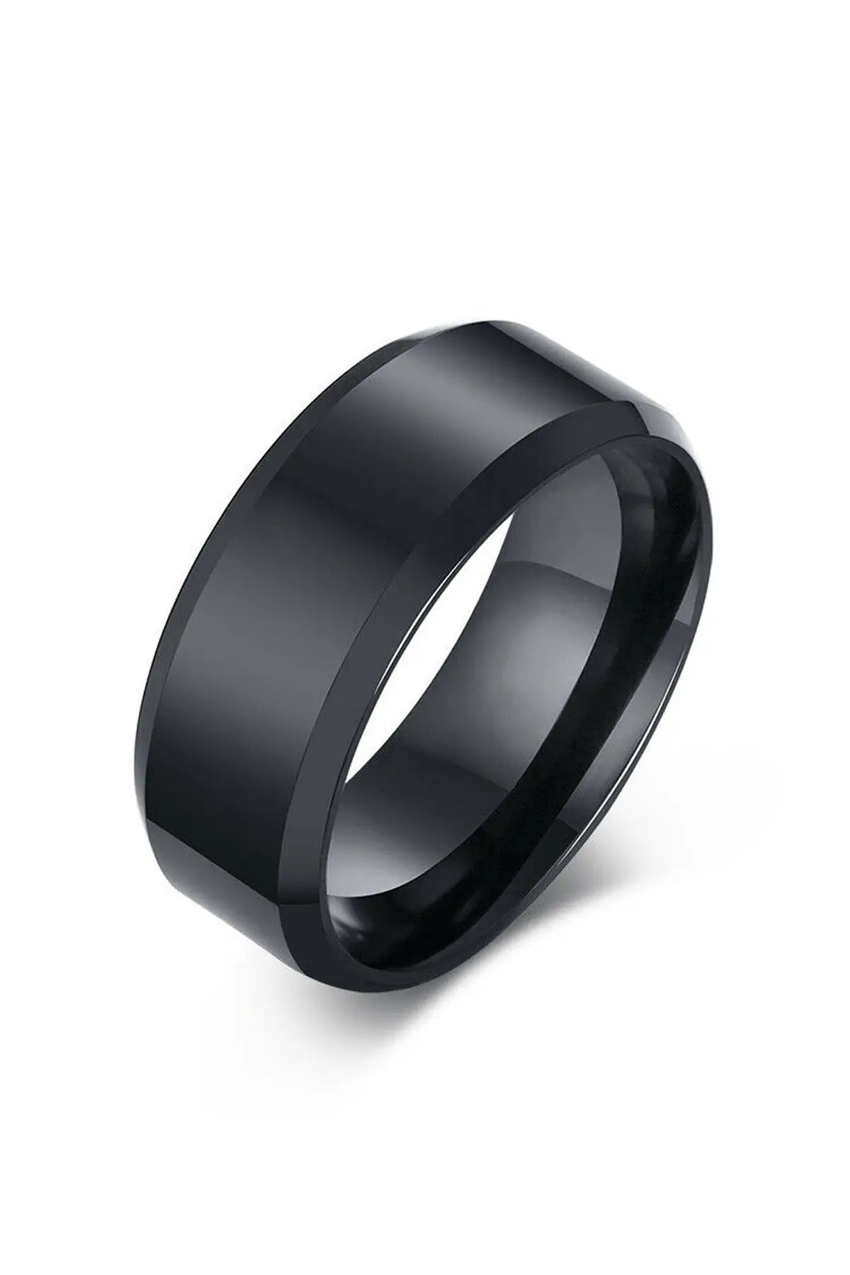 

New Fashion Shiny Black Ring Steel Men Unisex Jewelry Style Adjustable Vintage Birthday Gift Male Accessories Size Design