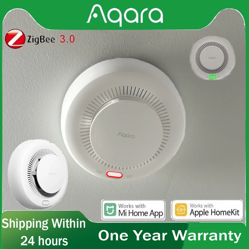 Фото Aqara детектор дыма датчик Zigbee 3,0 умный монитор пожарной сигнализации звуковое оповещение приложение домашней безопасности работает с Xiaomi Mi home Homekit №1