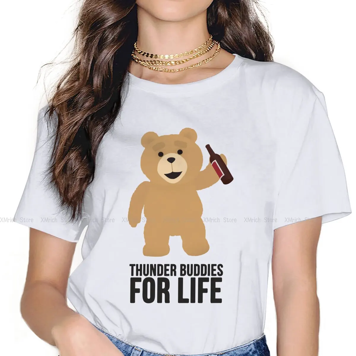 

Thunder Buddies For Life женские футболки Тедди мишка тедди тряпичный гранж винтажная женская одежда свободные хлопковые топы с графическим рисунком