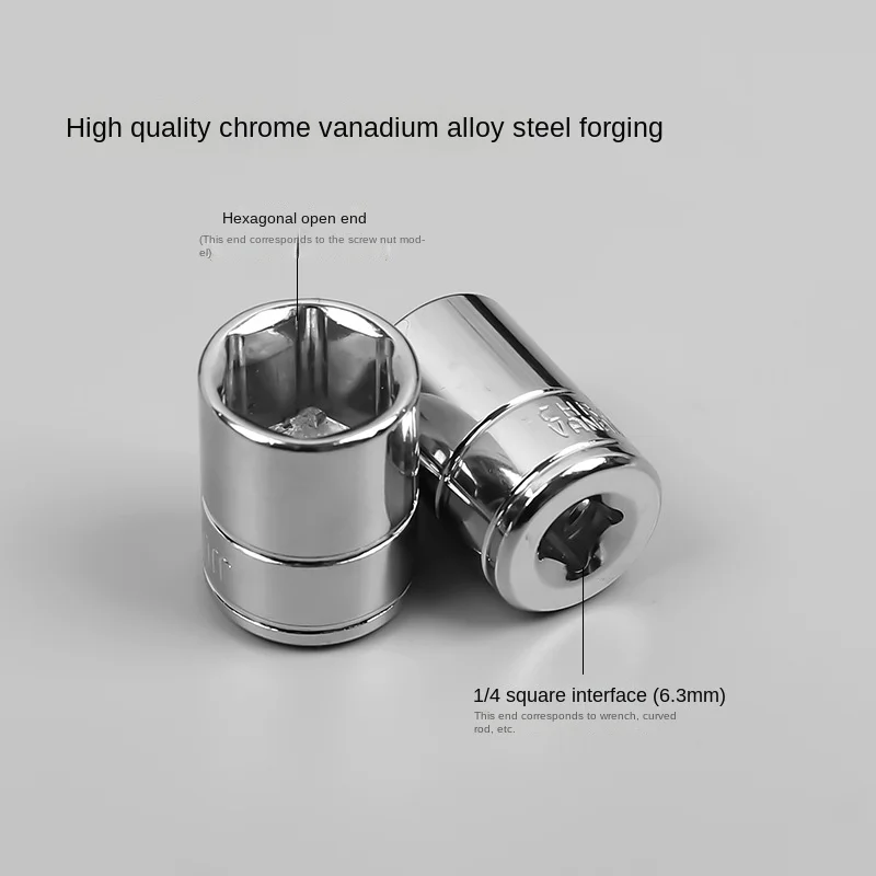 

1/4 головка с коротким рукавом 4-14 мм маленький наружный шестигранный рукав 6,3 мм Головка корпуса трещотка гаечный ключ головка авторемонт
