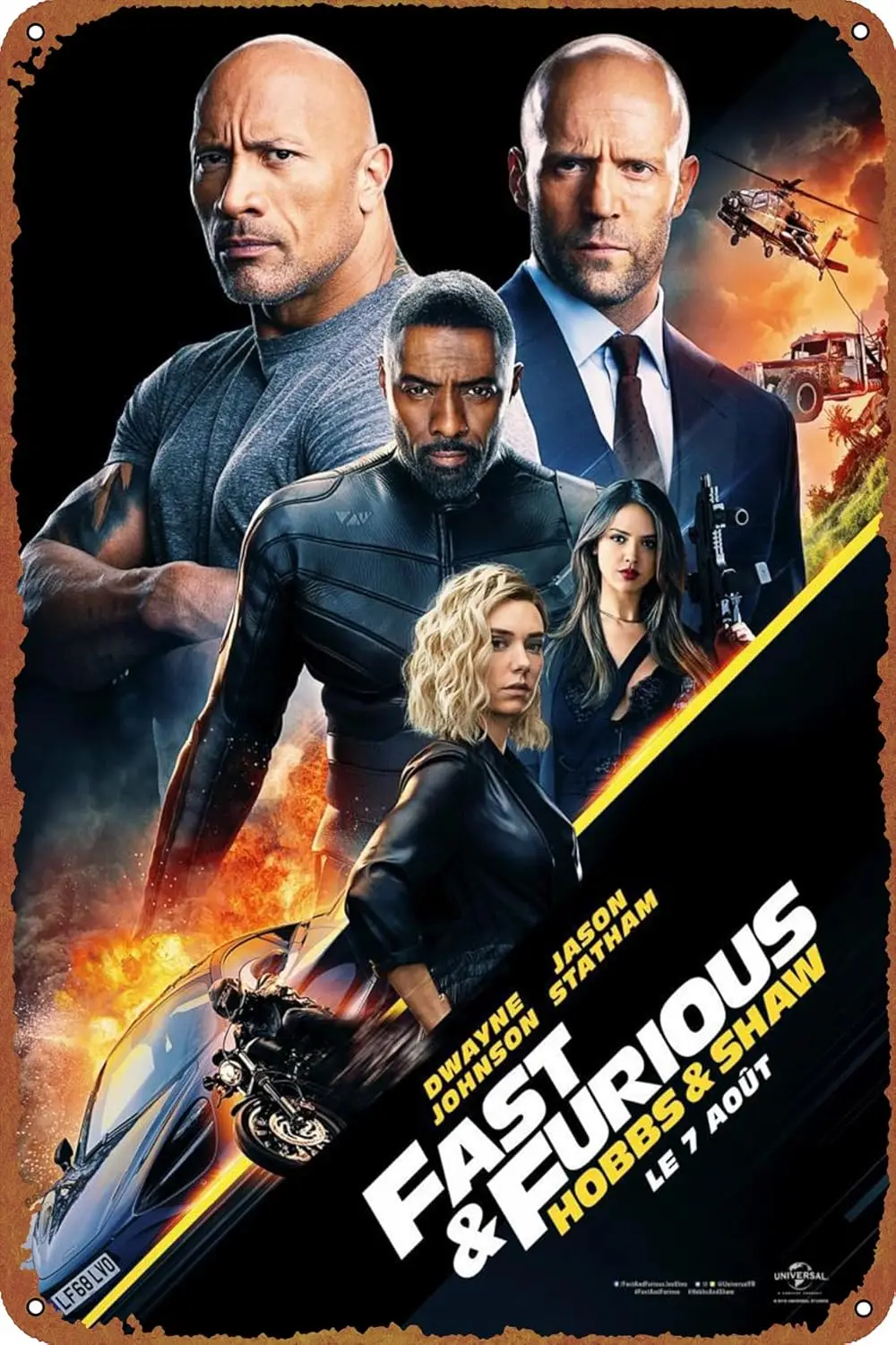 Подарки Форсаж: постер фильма Хоббс и Шоу металлические знаки винтажный бар