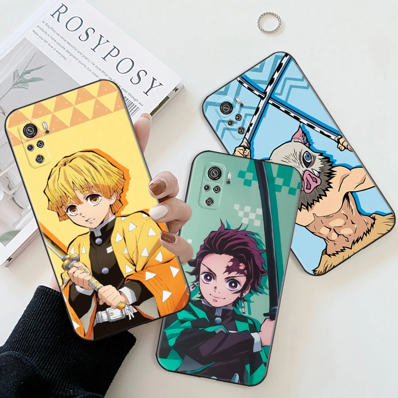 

Phone Case For Xiaomi Redmi 9 9i 9AT 9T 9A 9C Note 10 10T 5G 10S 11T 11 Pro Plus Japan Anime Demon Slayer Soft TPU Black Cover