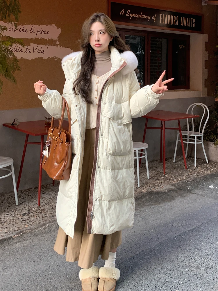 Большой размер Chubby Girl Super Утягивающий пуховик Женский свободный плюс 00 кг