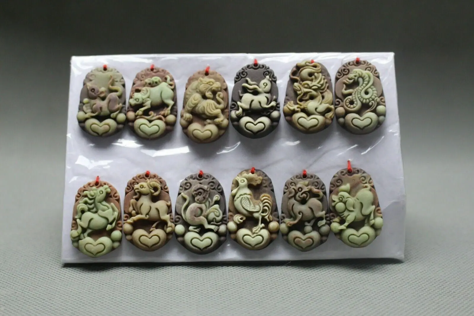 Китайский 100% ручная резная Подвеска из натурального нефрита LANTIAN 12 знаков