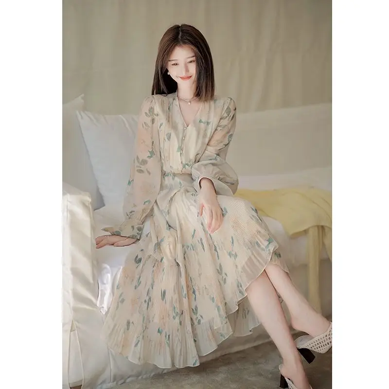 

Женское винтажное шифоновое платье с цветочным принтом, повседневное Длинное Элегантное пляжное платье для вечерние ны и лета, платье Q338