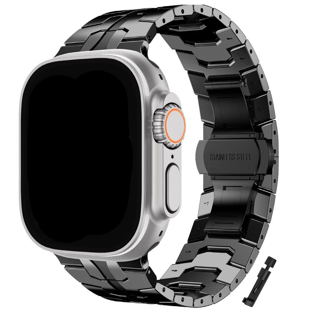 Фото Ремешок из нержавеющей стали для Apple Watch Ultra 3, ремешок 49 мм, 46 мм, 44 мм, 42 мм, 41 мм, 40 мм, металлический браслет для iWatch 11 10 9 8 7 6 5 4 SE №1