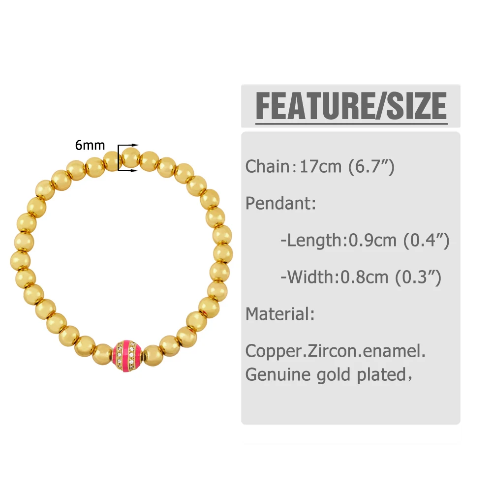 FLOLA очаровательный браслет-цепочка из бисера Медные циркониевые эмалевые бусины