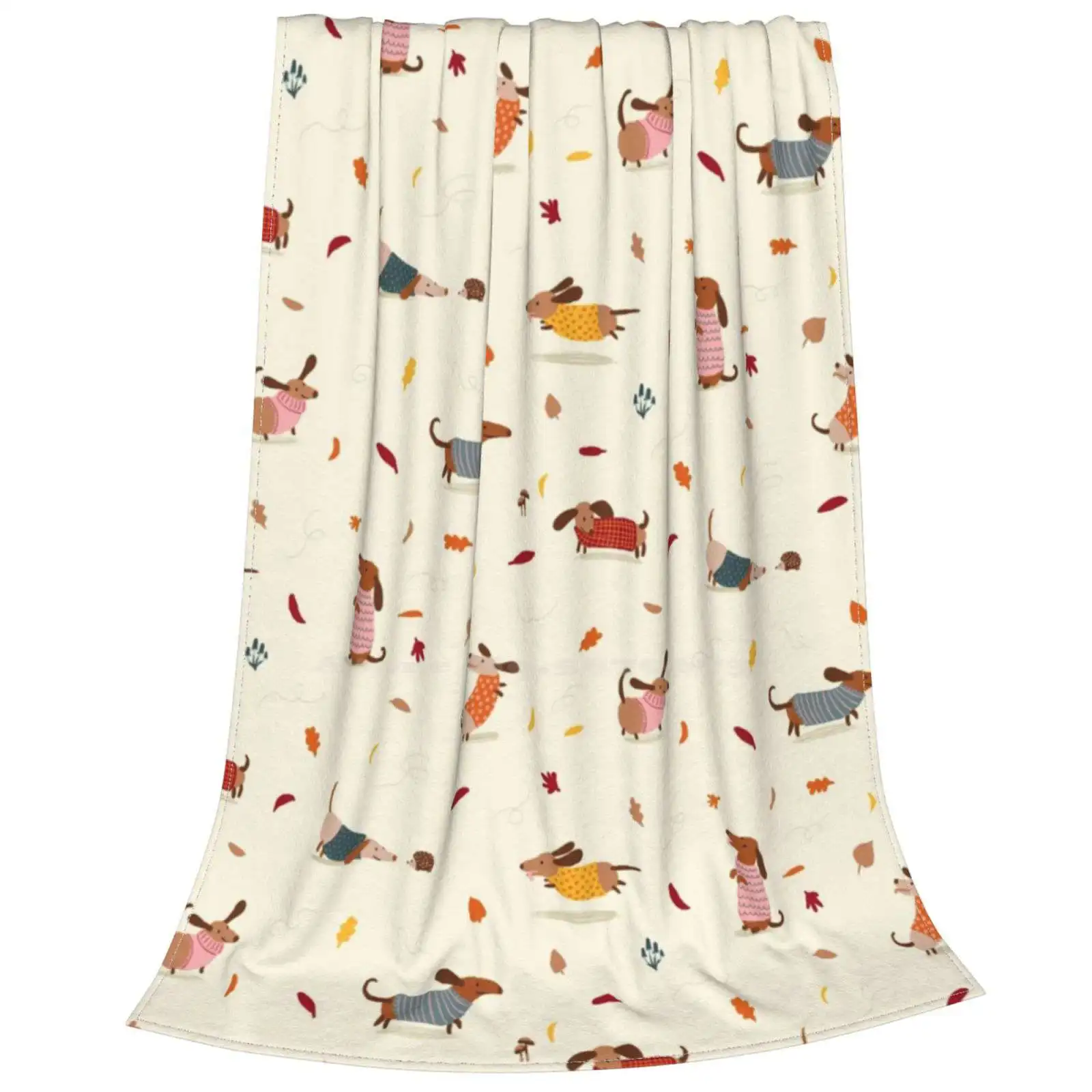 Милые свитера Dachshunds на зиму с осенними листьями мягкое теплое тонкое одеяло