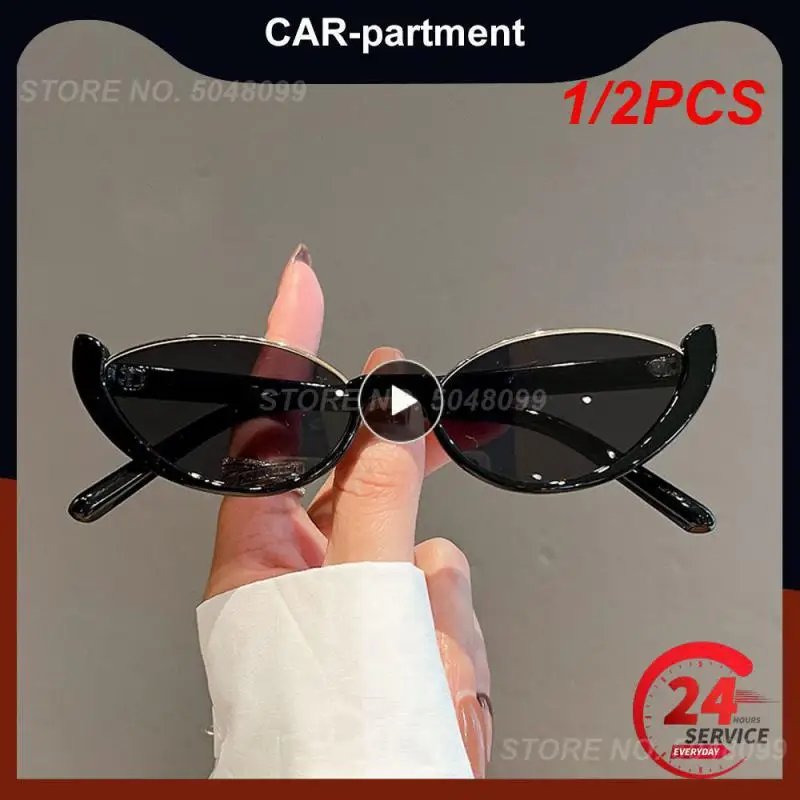 

1/2PCS New Small Cat Eye Sunglasses Women Men Trendy Vintage Shades Eyewear Fashion Driving Cycling Sunglasses Half-frame Sun