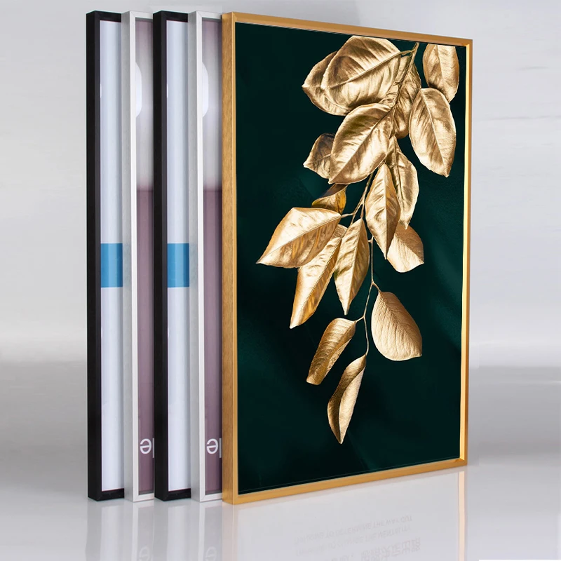 

Gold Leaf Luxury Poster and Prints Nordic Abstract Wall Art Canvas Painting with Frame Modern Home Decor Picture for Living Room