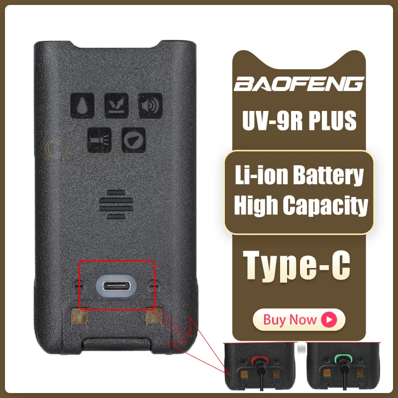 Портативная рация Baofeng UV-9R Pro V1 V2 с аккумулятором типа C/USB зарядное устройство