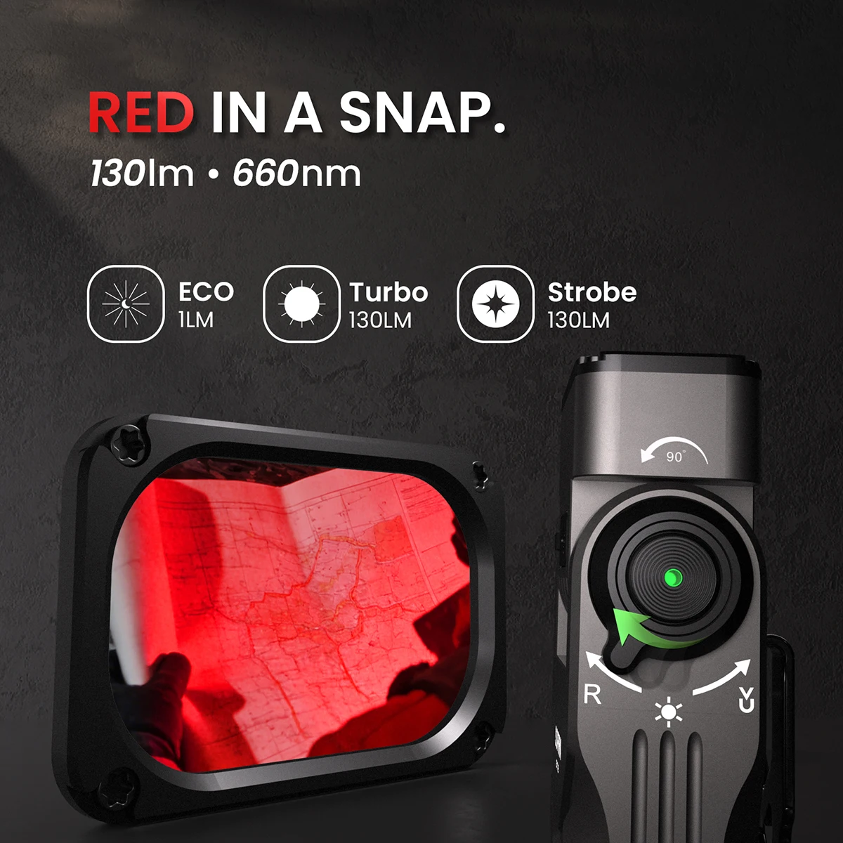 Фото Фонарь SOFIRN ST2 3000LM с поворотным механизмом, светодиод SFT42R, 6000K, красный свет 660нм с УФ 365нм, перезаряжаемый через USB-C, EDC-фонарь №3