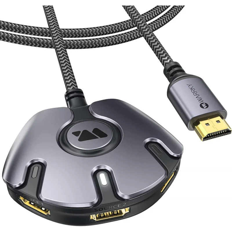 

HDMI Switch 4K@60Hz, WARRKY 3 in 1 Out HDMI Switcher [3.3FT Braided Cable, No-Blocking Design] Multiport HDMI Splitter, 3-Port H