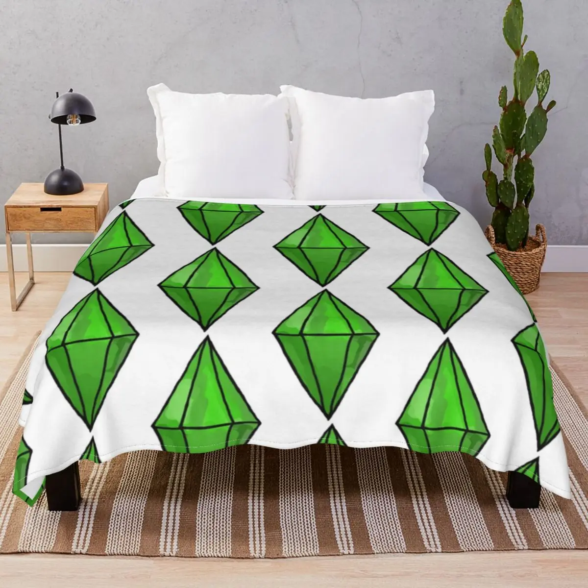 Giant Plumbob Blanket Coral Fleece Plush Decoration Portable Unisex Throw Blankets for Bed Home Couch Camp Office