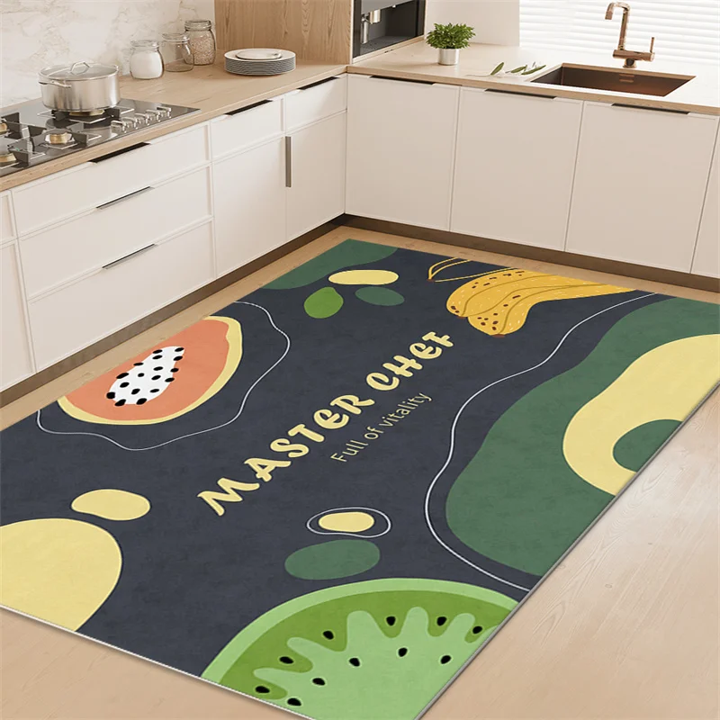 

Cute Cartoon Kitchen PVC Oil-proof Carpet Modern Balcony Porch Entry Non-slip Rug Simple Living Room Decoration Large Area Rugs