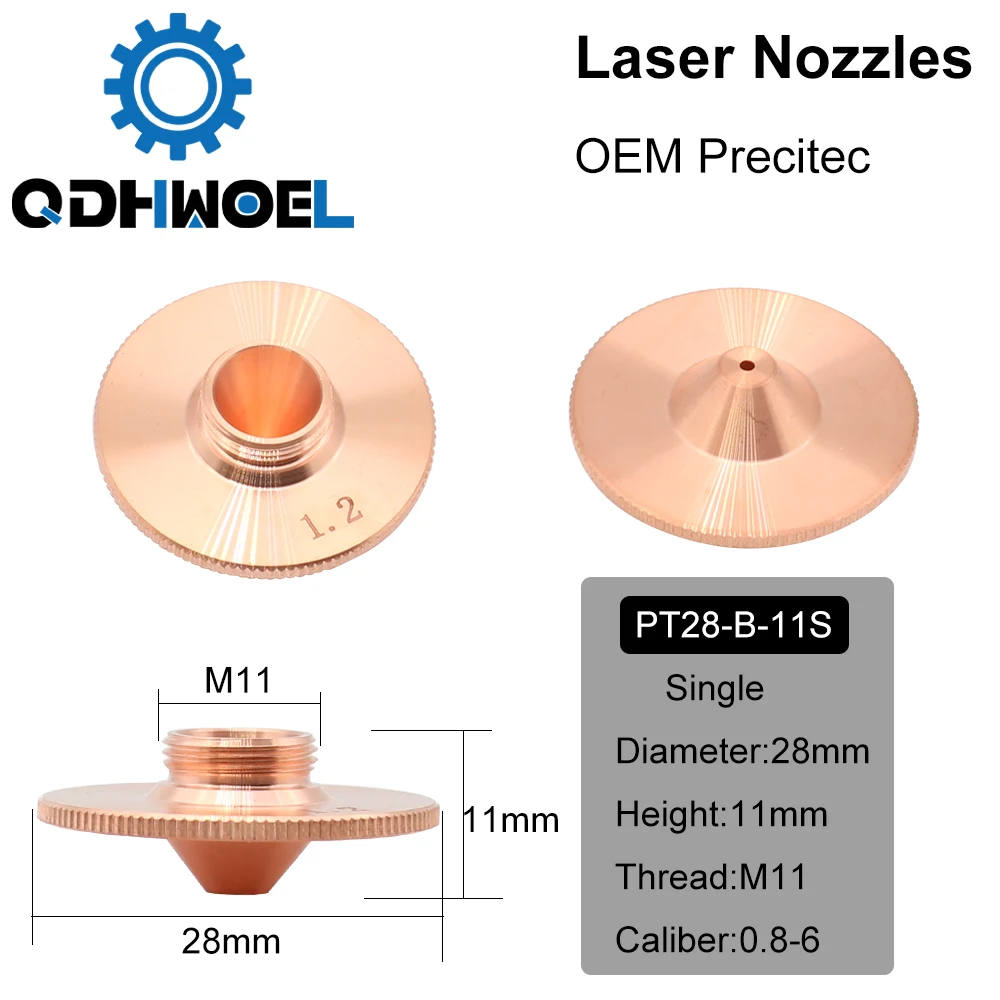 

QDHWOEL Precitec Bulge Laser Nozzles Single Layer Chrome-Plating Double Layers Caliber 0.8-4.0 D28 H11 H15 M11 for Cutting Head