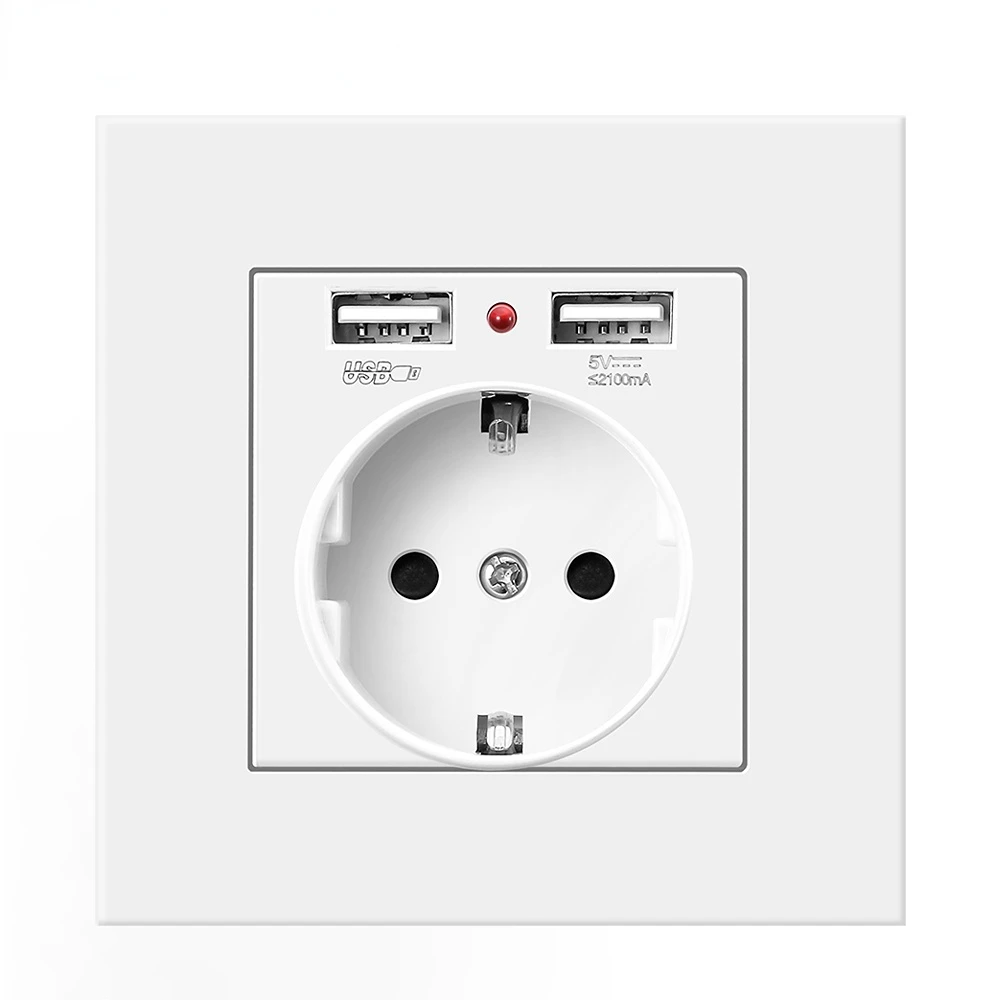 

AXUS EU Standard 16A Power Socket With USB Wall 2.1A USB Socket AC110-250V PC Plastic Material Smart Life Home
