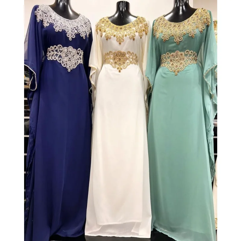 New Kurtas Elegant Applique Dubai Moroccan Caftan Arabic Party Wear Dresses Kurta
