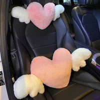 jinserta heart shaped car headrest plush love neck pillow seat back pillow lumbar support cushion universal car accessories