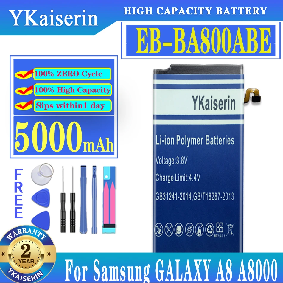 

Ykaisсеребрин для SAMSUNG EB-BA800ABE 5000 мАч аккумулятор для Samsung Galaxy A8 (2015) A800 SM-A8000 A800F A800S A800YZ Batteria