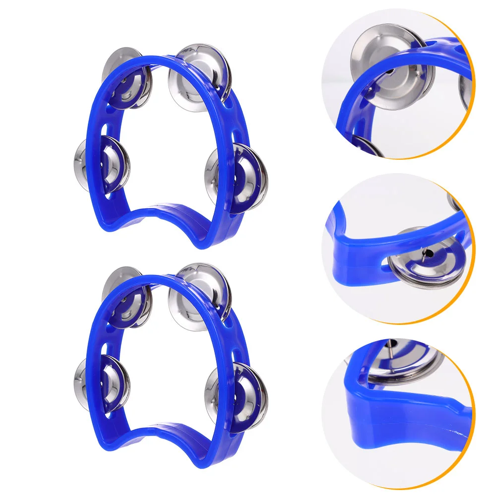 

2 Pcs Kids Hand Tambourine Percussion Tambourines Shaking Toys Infant Single Row Double Bell Childrens Plastic Drum Handbell