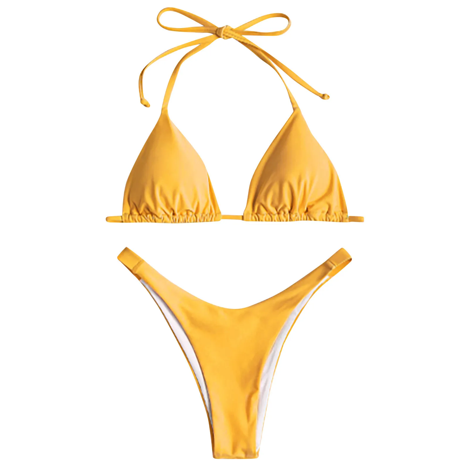 

Women Color Color High Bikini Split Waist Multi Swimsuit Solid Sexy Swimwears Tankinis Set Swimwears bikini top