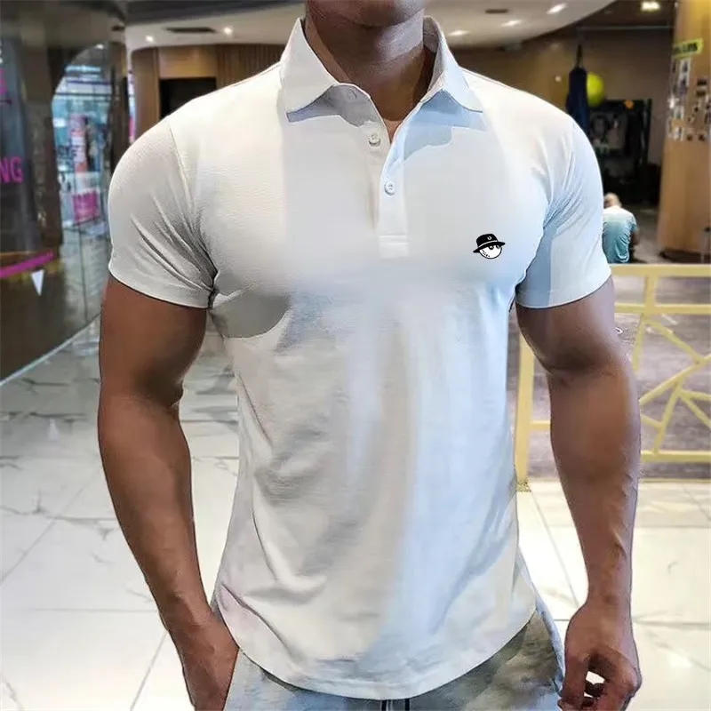 Summer Men's Golf Wear Short Sleeve Elastic Fast Dry Men's Golf T-shirt Curved Hem Polo Shirt Cotton Slim Golf Best Men Clothing