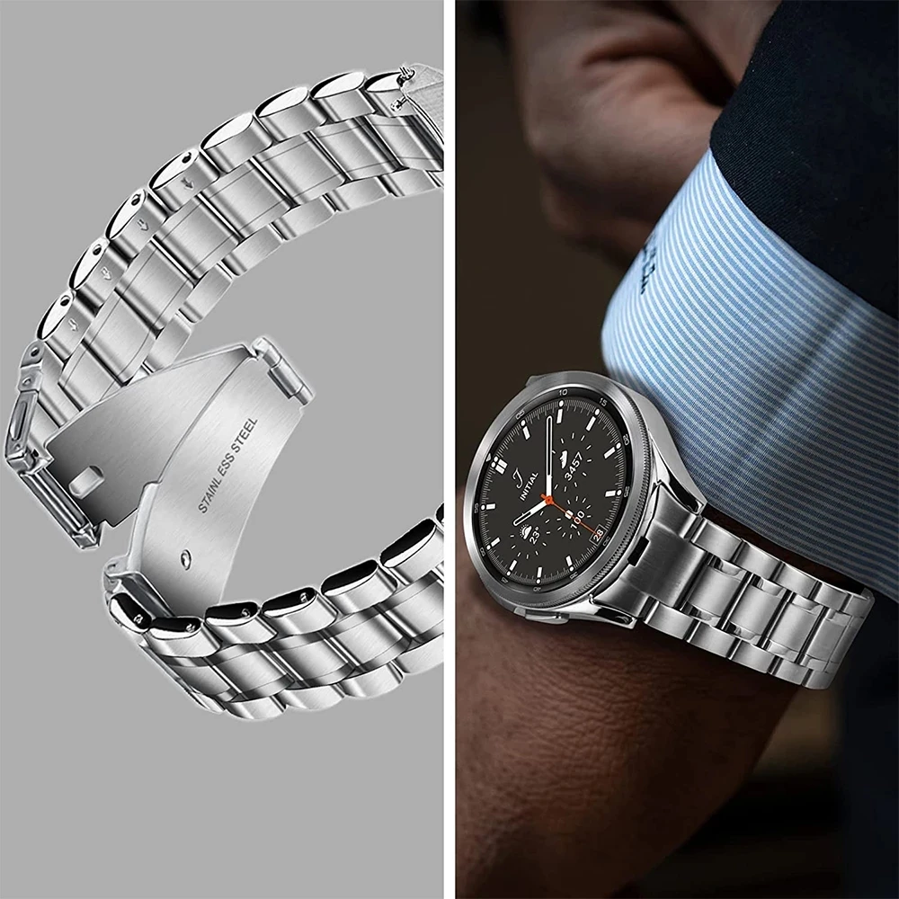 

No Gaps Stainless Steel Strap for Samsung Galaxy Watch 4 Classic 46mm 42mm Belt Metal Curved end Bracelet Watchband Accessories