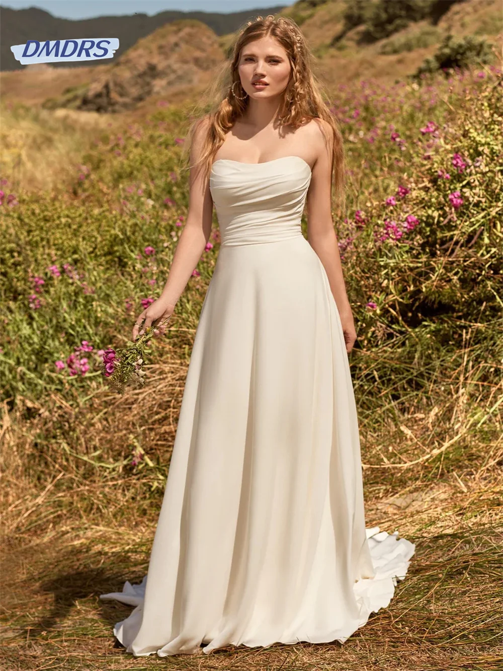 Платье Свадебное ТРАПЕЦИЕВИДНОЕ без бретелек