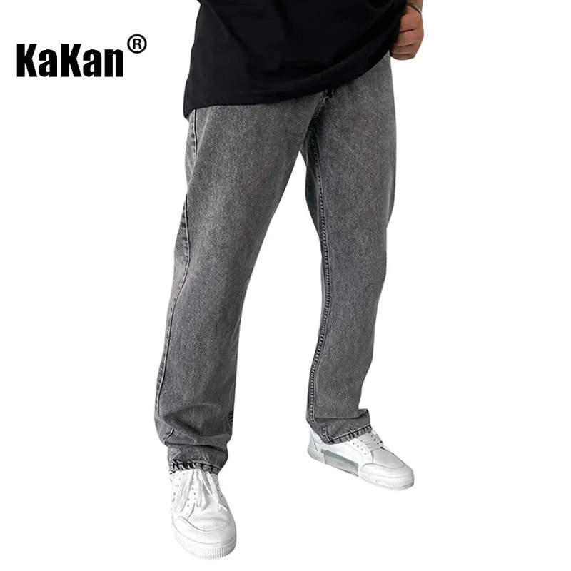 Kakan - High-end Men's Small Straight Jeans In Europe, America and Southeast Asia, New Black Gray Jeans K05-8864